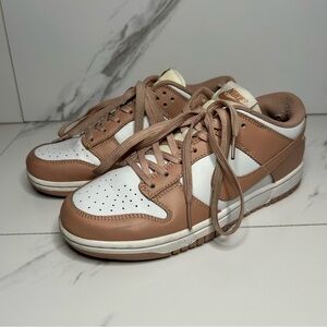 Nike Dunk Low Sneakers in White and Rose Whisper Size 7